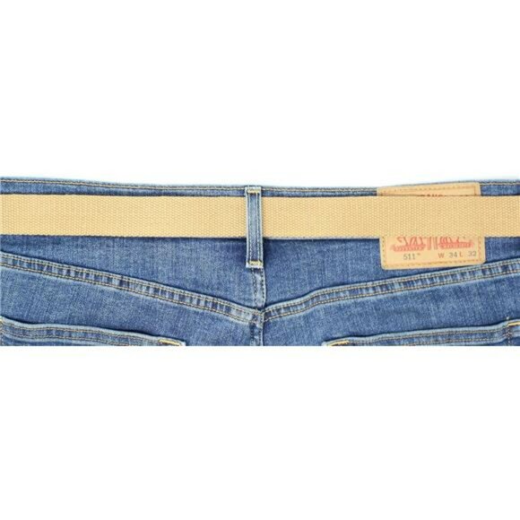 Canvas Web Belt Adjustable Military Style Brass Buckle Casual Work Belt - Picture 5 of 7